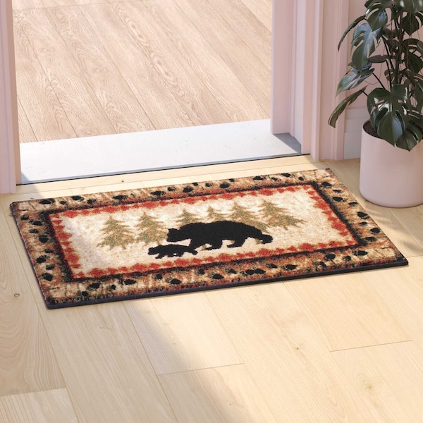 Flash Furniture 2' x 3' Brown Rustic Bear and Cub Olefin Area Rug KP-RGB3940-23-BN-GG - main
